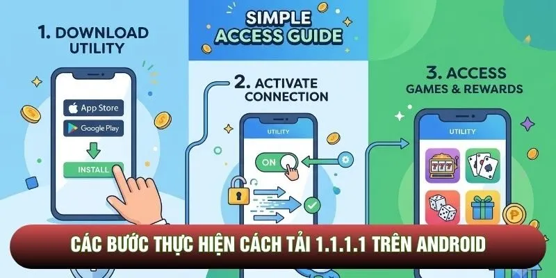 Các bước thực hiện cách tải 1.1.1.1 trên Android