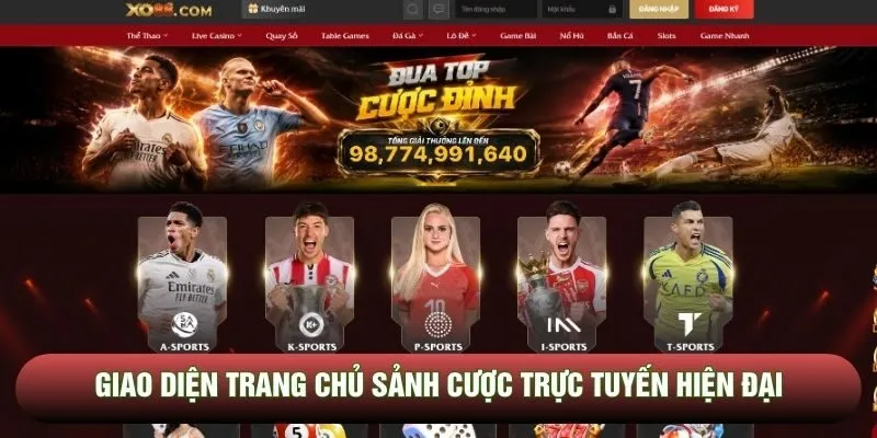 Giao diện trang chủ sảnh cược trực tuyến hiện đại