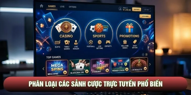Phân loại các sảnh cược trực tuyến phổ biến